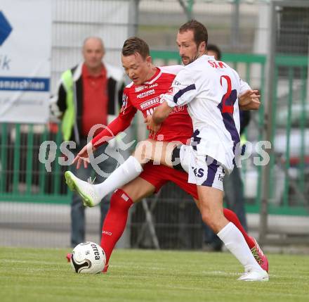 Fussball Regionalliga. SAK gegen Vorwaerts Steyr.  Marjan Kropiunik,  (SAK), Oliver Stadlbauer (Steyr). Welzenegg, am 23.5.2014.
Foto: Kuess
---
pressefotos, pressefotografie, kuess, qs, qspictures, sport, bild, bilder, bilddatenbank