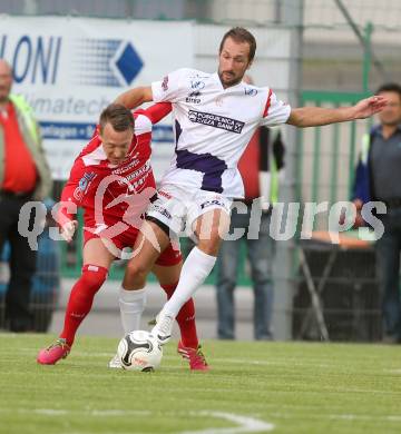 Fussball Regionalliga. SAK gegen Vorwaerts Steyr. Marjan Kropiunik,  (SAK), Oliver Stadlbauer (Steyr). Welzenegg, am 23.5.2014.
Foto: Kuess
---
pressefotos, pressefotografie, kuess, qs, qspictures, sport, bild, bilder, bilddatenbank