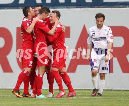 Fussball Regionalliga. SAK gegen Vorwaerts Steyr. Torjubel (Steyr). Welzenegg, am 23.5.2014.
Foto: Kuess
---
pressefotos, pressefotografie, kuess, qs, qspictures, sport, bild, bilder, bilddatenbank