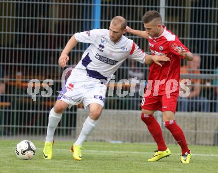 Fussball Regionalliga. SAK gegen Vorwaerts Steyr. Christian Dlopst,  (SAK), Michael Lageder (Steyr). Welzenegg, am 23.5.2014.
Foto: Kuess
---
pressefotos, pressefotografie, kuess, qs, qspictures, sport, bild, bilder, bilddatenbank