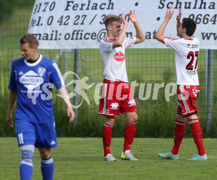 Fussball Unterliga Ost. Ludmannsdorf gegen Glanegg. Torjubel Michael Krainer, Fabio Csyz (Ludmannsdorf). Ludmannsdorf, am 29.5.2014.
Foto: Kuess
---
pressefotos, pressefotografie, kuess, qs, qspictures, sport, bild, bilder, bilddatenbank