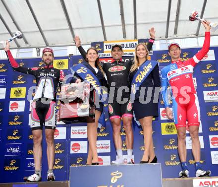 Radsport. Grand Prix Suedkaernten.  Zielsprint. Markus Eibegger, Andrea Pasqualon, Matej Mugerli. Voelkermarkt, am 1.6.2014.
Foto: Kuess
---
pressefotos, pressefotografie, kuess, qs, qspictures, sport, bild, bilder, bilddatenbank