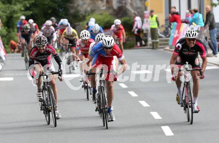 Radsport. Grand Prix Suedkaernten.  Zielsprint. Markus Eibegger, Matej Mugerli, Andrea Pasqualon. Voelkermarkt, am 1.6.2014.
Foto: Kuess
---
pressefotos, pressefotografie, kuess, qs, qspictures, sport, bild, bilder, bilddatenbank