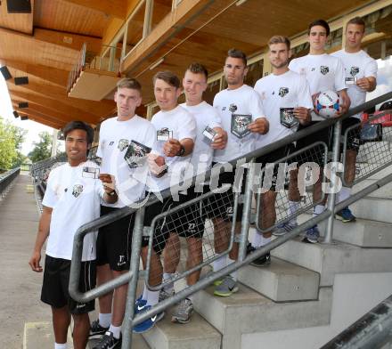 Fussball Bundesliga. Trainingsbeginn WAC. Neuzugaenge. Stephan Palla, Tadej Trdina, Christopher Wernitznig, Daniel Drescher, Manuel Seidl, Manuel Weber, Marco Soldo, Peter Tschernegg. Wolfsberg, am 3.6.2014.
Foto: Kuess
---
pressefotos, pressefotografie, kuess, qs, qspictures, sport, bild, bilder, bilddatenbank