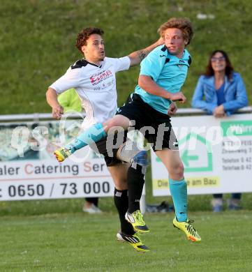 Fussball. 2. Klasse B. Drautal 1b gegen St. Egyden.  Paul Alexander Seppele, (Drautal), Josef Franz Paul Hecher  (St. Egyden). Feistritz/Drau, am 6.6.2014.
Foto: Kuess
---
pressefotos, pressefotografie, kuess, qs, qspictures, sport, bild, bilder, bilddatenbank