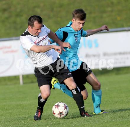 Fussball. 2. Klasse B. Drautal 1b gegen St. Egyden. Florian Nagelschmied, (Drautal), Denis Prsic  (St. Egyden). Feistritz/Drau, am 6.6.2014.
Foto: Kuess
---
pressefotos, pressefotografie, kuess, qs, qspictures, sport, bild, bilder, bilddatenbank