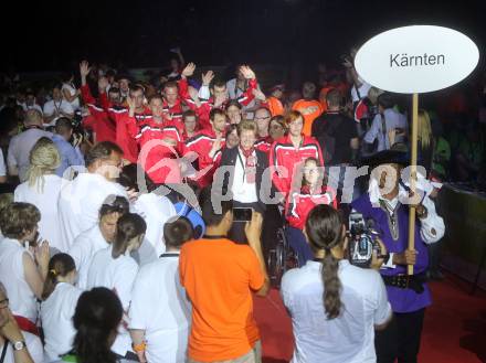 Special Olympics. Eroeffnungsfeier. Einmarsch Kaerntner Delegation. Klagenfurt, am 13.6.2014.
Foto: Kuess
---
pressefotos, pressefotografie, kuess, qs, qspictures, sport, bild, bilder, bilddatenbank