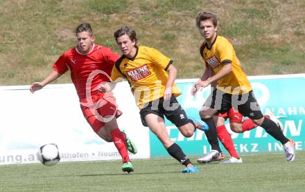 Fussball Nachwuchs. Unter 16. U16 Oberes Play off gegen U16 Akademie. Julian Moser (Tristach), Markus Pavic (KAC). St. Veit, am 21.6.2014.
Foto: Kuess
---
pressefotos, pressefotografie, kuess, qs, qspictures, sport, bild, bilder, bilddatenbank