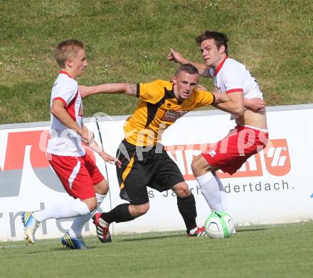 Kaerntner Fussball All-Star-Games. Unterliga/1. KLasse West gegen Ost.  Sladjan Djurdjevic (Sachsenburg), Julian Hobel (Ludmannsdorf), Stephan Borovnik (KAC). St. Veit, am 21.6.2015.
Foto: Kuess
---
pressefotos, pressefotografie, kuess, qs, qspictures, sport, bild, bilder, bilddatenbank