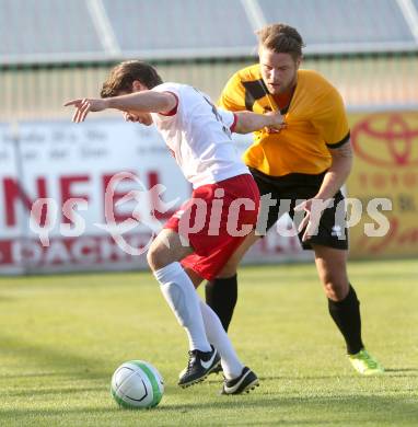 Kaerntner Fussball All-Star-Games. Regionalliga/Liga West gegen Ost. Florian Hausdorfer (Feldkirchen), Jakob Orgonyi (Koettmannsdorf). St. Veit, 21.6.2014.
Foto: Kuess
---
pressefotos, pressefotografie, kuess, qs, qspictures, sport, bild, bilder, bilddatenbank