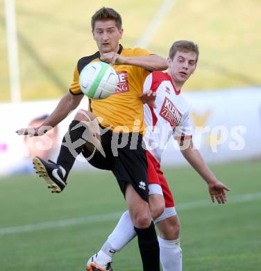 Kaerntner Fussball All-Star-Games. Regionalliga/Liga West gegen Ost.  Hannes Truskaller (Gmuend), Philipp Grilz (Voelkermarkt). St. Veit, 21.6.2014.
Foto: Kuess
---
pressefotos, pressefotografie, kuess, qs, qspictures, sport, bild, bilder, bilddatenbank