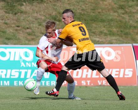 Kaerntner Fussball All-Star-Games. Unterliga/1. KLasse West gegen Ost.  Sladjan Djurdjevic (Sachsenburg), Julian Hobel (Ludmannsdorf). St. Veit, am 21.6.2015.
Foto: Kuess
---
pressefotos, pressefotografie, kuess, qs, qspictures, sport, bild, bilder, bilddatenbank