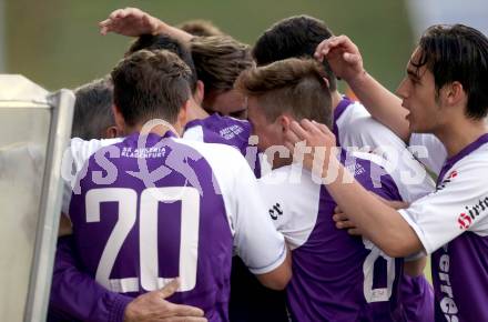 Fussball Nachwuchs. Kaerntner Meisterschaft. Finale U18. SK Austria Klagenfurt gegen RZ Pellets WAC. Torjubel Austria. St. Veit, am 21.6.2014.
Foto: Kuess
---
pressefotos, pressefotografie, kuess, qs, qspictures, sport, bild, bilder, bilddatenbank