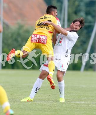 Fussball Bundesliga. Testspiel. RZ Pellets WAC gegen SV Kapfenberg.  Nemanja Rnic,  (WAC), Ronivaldo Bernardo Sales (Kapfenberg). Bad St. Leonhard, am 27.6.2014.
Foto: Kuess
---
pressefotos, pressefotografie, kuess, qs, qspictures, sport, bild, bilder, bilddatenbank