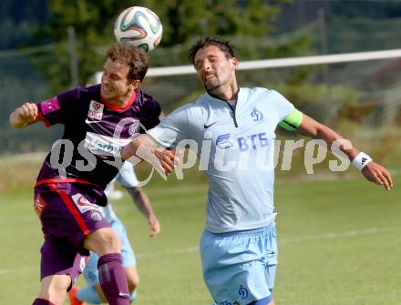 Fussball Bundesliga. Testspiel. FK Austria Wien gegen FC Dinamo Moskau.  Fabian Koch,  (Austria), Kevin Kuranyi (Moskau). Seeboden, am 2.7.2014.
Foto: Kuess

---
pressefotos, pressefotografie, kuess, qs, qspictures, sport, bild, bilder, bilddatenbank