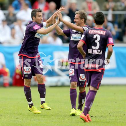 Fussball Bundesliga. Testspiel. FK Austria Wien gegen FC Dinamo Moskau.  Torjubel Markus Suttner (Austria). Seeboden, am 2.7.2014.
Foto: Kuess

---
pressefotos, pressefotografie, kuess, qs, qspictures, sport, bild, bilder, bilddatenbank