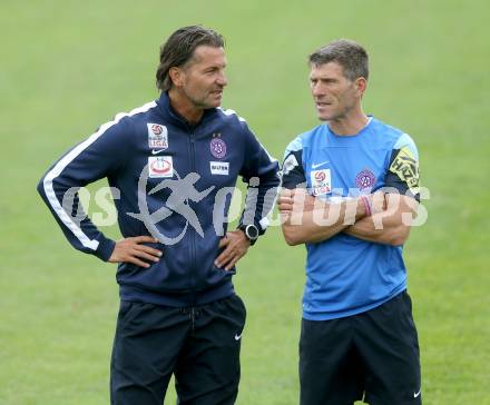 Fussball Bundesliga. Testspiel. FK Austria Wien gegen FC Dinamo Moskau.  Trainer Baumgartner, Martin Mayer (Austria). Seeboden, am 2.7.2014.
Foto: Kuess

---
pressefotos, pressefotografie, kuess, qs, qspictures, sport, bild, bilder, bilddatenbank