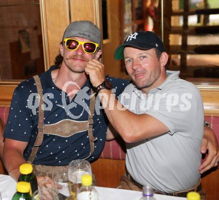 Eishockey. Golf. Lederhosengolfturnier.  Michael Grabner, Markus Kerschbaumer. Klopeinersee, am 5.7.2014.
Foto: Kuess
---
pressefotos, pressefotografie, kuess, qs, qspictures, sport, bild, bilder, bilddatenbank