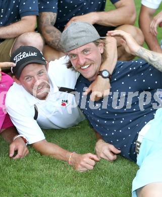 Eishockey. Golf. Lederhosengolfturnier.  Michael Grabner, Markus Kerschbaumer. Klopeinersee, am 5.7.2014.
Foto: Kuess
---
pressefotos, pressefotografie, kuess, qs, qspictures, sport, bild, bilder, bilddatenbank