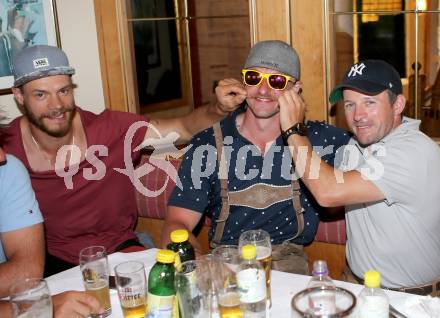 Eishockey. Golf. Lederhosengolfturnier. Thomas Raffl, Michael Grabner, Markus Kerschbaumer. Klopeinersee, am 5.7.2014.
Foto: Kuess
---
pressefotos, pressefotografie, kuess, qs, qspictures, sport, bild, bilder, bilddatenbank