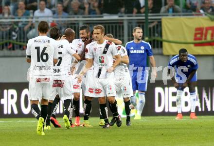 Fussball Testspiel. RZ Pellets WAC gegen Chelsea FC.  Torjubel WAC. Klagenfurt, am 23.7.2014.
Foto: Kuess
---
pressefotos, pressefotografie, kuess, qs, qspictures, sport, bild, bilder, bilddatenbank