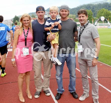 Fussball Bundesliga. RZ Pellets WAC gegen SK Austria Wien. Waltraud Riegler, Michael Raffl, Michael Grabner, Dietmar Riegler. Wolfsberg, am 26.5.2014.
Foto: Kuess

---
pressefotos, pressefotografie, kuess, qs, qspictures, sport, bild, bilder, bilddatenbank