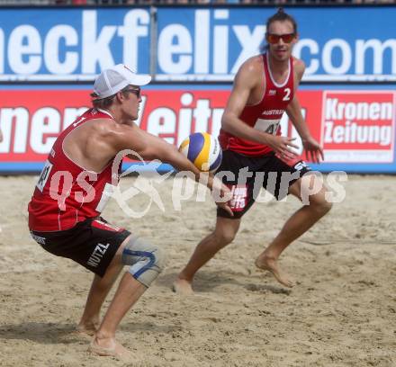 Beachvolleyball Grand Slam. Joerg Wutzl, Daniel Muellner  (AUT). Klagenfurt, 30.7.2014.
Foto: Kuess
---
pressefotos, pressefotografie, kuess, qs, qspictures, sport, bild, bilder, bilddatenbank