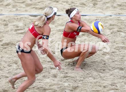 Beachvolleyball Grand Slam.   Barbara Hansel, Bianca Zass (AUT). Klagenfurt, 31.7.2014.
Foto: Kuess

---
pressefotos, pressefotografie, kuess, qs, qspictures, sport, bild, bilder, bilddatenbank