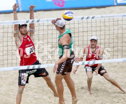 Beachvolleyball Grand Slam.   Robin Valentin Seidl (AUT), Mischa Urbatzka (GER). Klagenfurt, 31.7.2014.
Foto: Kuess

---
pressefotos, pressefotografie, kuess, qs, qspictures, sport, bild, bilder, bilddatenbank