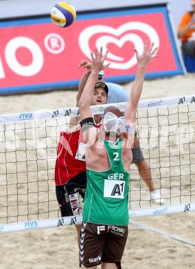 Beachvolleyball Grand Slam.   Alexander Xandi Huber (AUT), Markus Boeckermann (GER). Klagenfurt, 31.7.2014.
Foto: Kuess

---
pressefotos, pressefotografie, kuess, qs, qspictures, sport, bild, bilder, bilddatenbank