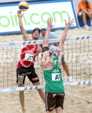 Beachvolleyball Grand Slam.   Alexander Xandi Huber (AUT),  Markus Boeckermann (GER). Klagenfurt, 31.7.2014.
Foto: Kuess

---
pressefotos, pressefotografie, kuess, qs, qspictures, sport, bild, bilder, bilddatenbank