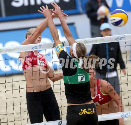 Beachvolleyball Grand Slam.   Stefanie Schwaiger (AUT), Karla Borger (GER). Klagenfurt, 31.7.2014.
Foto: Kuess

---
pressefotos, pressefotografie, kuess, qs, qspictures, sport, bild, bilder, bilddatenbank