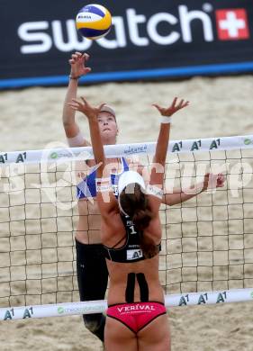 Beachvolleyball Grand Slam.   Lena Maria Plesiutschnig (AUT) Madelein Meppelink (NED). Klagenfurt, 31.7.2014.
Foto: Kuess

---
pressefotos, pressefotografie, kuess, qs, qspictures, sport, bild, bilder, bilddatenbank