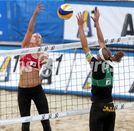 Beachvolleyball Grand Slam.   Stefanie Schwaiger (AUT), Karla Borger (GER). Klagenfurt, 31.7.2014.
Foto: Kuess

---
pressefotos, pressefotografie, kuess, qs, qspictures, sport, bild, bilder, bilddatenbank