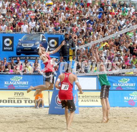 Beachvolleyball Grand Slam.   Robin Valentin Seidl, Alexander Xandi Huber (AUT). Klagenfurt, 31.7.2014.
Foto: Kuess

---
pressefotos, pressefotografie, kuess, qs, qspictures, sport, bild, bilder, bilddatenbank