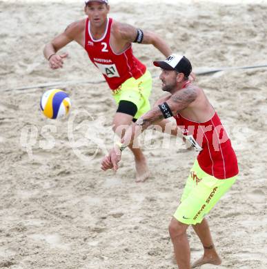 Beachvolleyball Grand Slam.   Clemens Doppler, Alexander Horst (AUT). Klagenfurt, 31.7.2014.
Foto: Kuess

---
pressefotos, pressefotografie, kuess, qs, qspictures, sport, bild, bilder, bilddatenbank