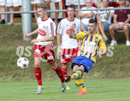 Fussball Unterliga Ost. Ludmannsdorf gegen Liebenfels. Michael Krainer, (Ludmannsdorf), Raphael Regenfelder (Liebenfels). Ludmannsdorf, 3.8.2014.
Foto: Kuess
---
pressefotos, pressefotografie, kuess, qs, qspictures, sport, bild, bilder, bilddatenbank