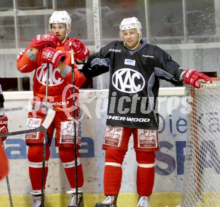 EBEL. Training KAC. Kyle Wharton, Thomas Poeck. KLagenfurt, am 4.8.2014.
Foto: Kuess
---
pressefotos, pressefotografie, kuess, qs, qspictures, sport, bild, bilder, bilddatenbank