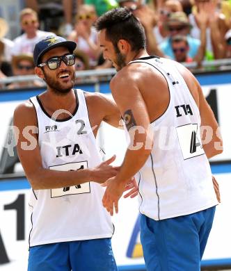 Beachvolleyball Grand Slam. Jubel Daniele Lupo, Paolo Nicolai (ITA). Klagenfurt, 3.8.2014.
Foto: Kuess

---
pressefotos, pressefotografie, kuess, qs, qspictures, sport, bild, bilder, bilddatenbank