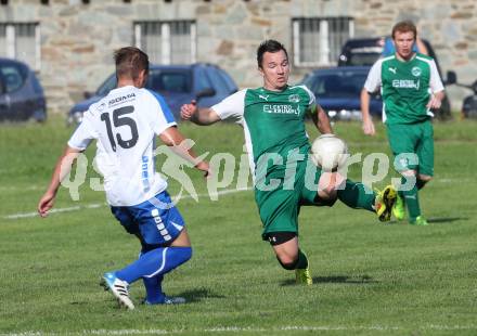 Fussball 1. Klasse C2. HSV gegen Ebental. Florian Kucher, (HSV), Mario Hofinger (Ebental). Lendorf, am 2.8.2014.
Foto: Kuess
---
pressefotos, pressefotografie, kuess, qs, qspictures, sport, bild, bilder, bilddatenbank