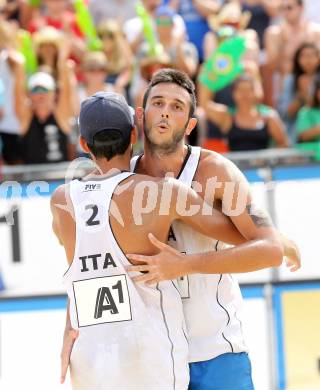 Beachvolleyball Grand Slam. Jubel Paolo Nicolai, Daniele Lupo (ITA). Klagenfurt, 3.8.2014.
Foto: Kuess

---
pressefotos, pressefotografie, kuess, qs, qspictures, sport, bild, bilder, bilddatenbank