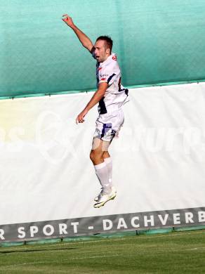 Fussball. Regionalliga. SAK gegen Voecklamarkt. Torjubel  Marjan Kropiunik (SAK). Klagenfurt, 8.8.2014.
Foto: Kuess
---
pressefotos, pressefotografie, kuess, qs, qspictures, sport, bild, bilder, bilddatenbank