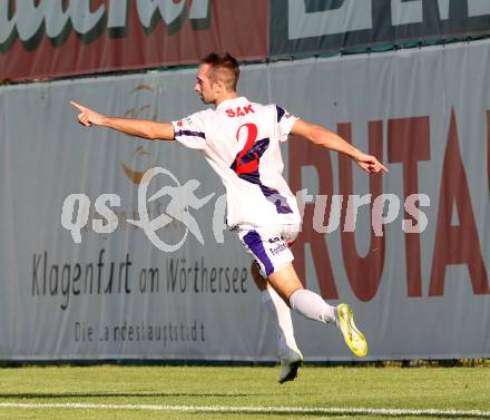 Fussball. Regionalliga. SAK gegen Voecklamarkt. Torjubel  Marjan Kropiunik (SAK). Klagenfurt, 8.8.2014.
Foto: Kuess
---
pressefotos, pressefotografie, kuess, qs, qspictures, sport, bild, bilder, bilddatenbank