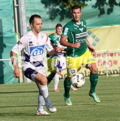 Fussball. Regionalliga. SAK gegen Voecklamarkt. Goran Jolic (SAK), Pascal Stoeger (Voecklamarkt).
Klagenfurt, 8.8.2014.
Foto: Kuess
---
pressefotos, pressefotografie, kuess, qs, qspictures, sport, bild, bilder, bilddatenbank