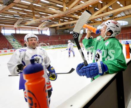 EBEL Eishockey Bundesliga. Training VSV.  Gerhard Unterluggauer, Marco Pewal. Villach, am 8.8.2014.
Foto: Kuess
---
pressefotos, pressefotografie, kuess, qs, qspictures, sport, bild, bilder, bilddatenbank