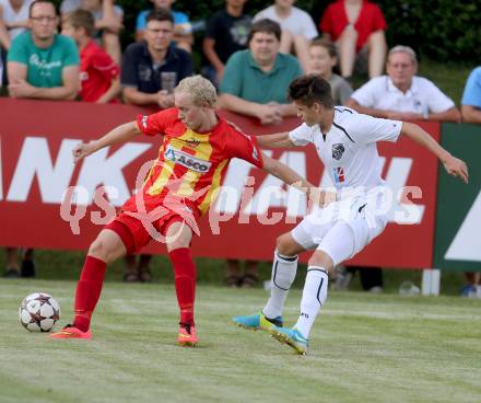 Fussball Regionalliga. ATSV Wolfsberg gegen WAC Amateure. Marcel Stoni, (ATSV), Sandro Widni  (WAC Amateure). Wolfsberg, 8.8.2014.
Foto: Kuess
---
pressefotos, pressefotografie, kuess, qs, qspictures, sport, bild, bilder, bilddatenbank