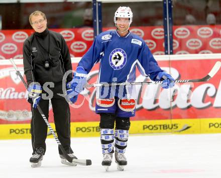 EBEL Eishockey Bundesliga. Training VSV.  Trainer Hannu Jaervenpaeae, John Lammers. Villach, am 8.8.2014.
Foto: Kuess
---
pressefotos, pressefotografie, kuess, qs, qspictures, sport, bild, bilder, bilddatenbank