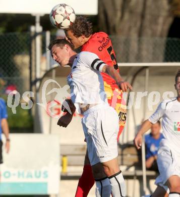 Fussball Regionalliga. ATSV Wolfsberg gegen WAC Amateure. Patrick Marzi,  (ATSV), Patrick Pfennich (WAC Amateure). Wolfsberg, 8.8.2014.
Foto: Kuess
---
pressefotos, pressefotografie, kuess, qs, qspictures, sport, bild, bilder, bilddatenbank