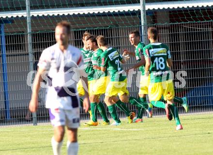 Fussball. Regionalliga. SAK gegen Voecklamarkt. Torjubel (Voecklamarkt).
Klagenfurt, 8.8.2014.
Foto: Kuess
---
pressefotos, pressefotografie, kuess, qs, qspictures, sport, bild, bilder, bilddatenbank