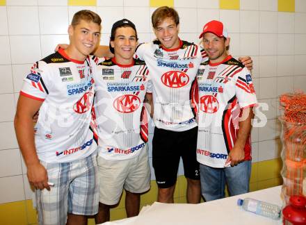 EBEL. Eishockey Bundesliga. Schautraining. Autogrammstunde.   Thomas Vallant, Marcel Witting, Thomas Hundertpfund, Thomas Koch. Klagenfurt, 13.8.2014.
Foto: Kuess
---
pressefotos, pressefotografie, kuess, qs, qspictures, sport, bild, bilder, bilddatenbank